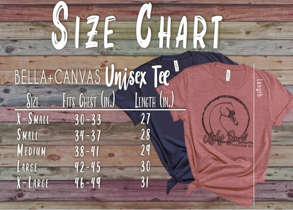 size chart Bella+canvas