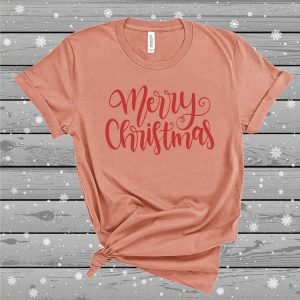 Merry Christmas Tee Sunset Peach